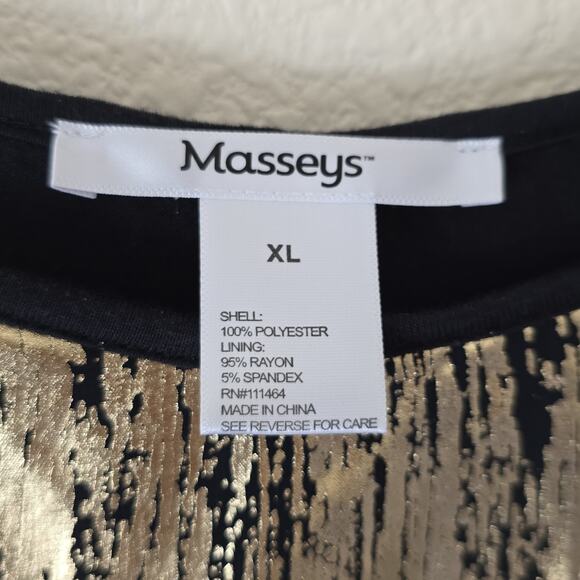 Massey Womens XL Black Gold Sheer Poncho Top Bling Event Formal Black Tie Career - Picture 8 of 8